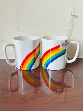 NWT Vintage Set of 2 Westwood Japan Rainbow Pride Coffee Tea Mugs Cups Hot Cold